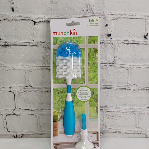 'MUNCHKIN' BOTTLE CLEANING BRUSH with SUCTION BASE STAND BLUE - Picture 12 of 12